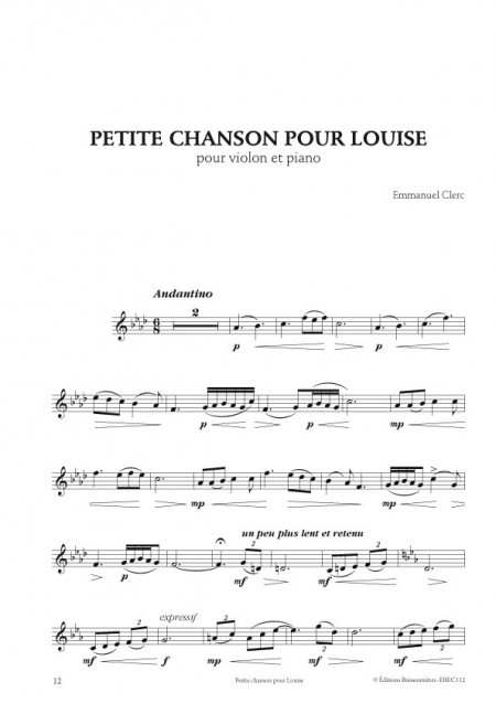 Emmanuel Clerc : Hommage à Chausson, 7 pièces pour violon (ou violoncelle) et piano