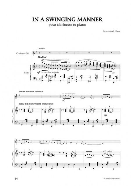 Emmanuel Clerc , [I]Six pièces pour clarinette et piano[/I]