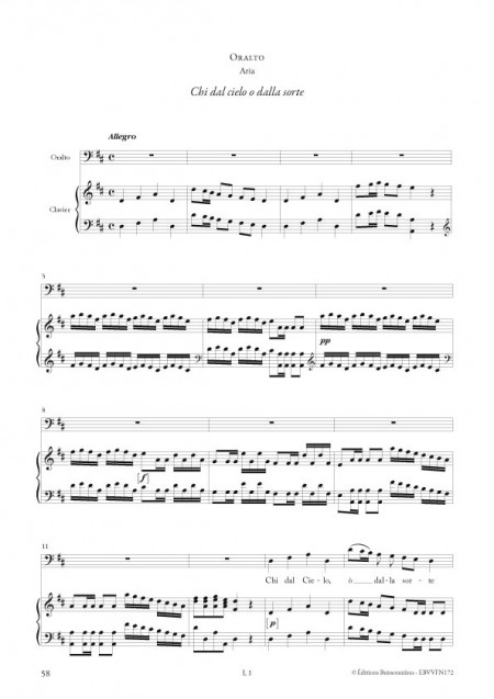 La fida ninfa (opéra de Antonio Vivaldi RV 714), chant et clavier