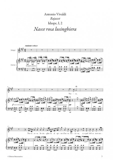 Nasce rosa, Vivaldi (Bajazet), chant et clavier (piano)