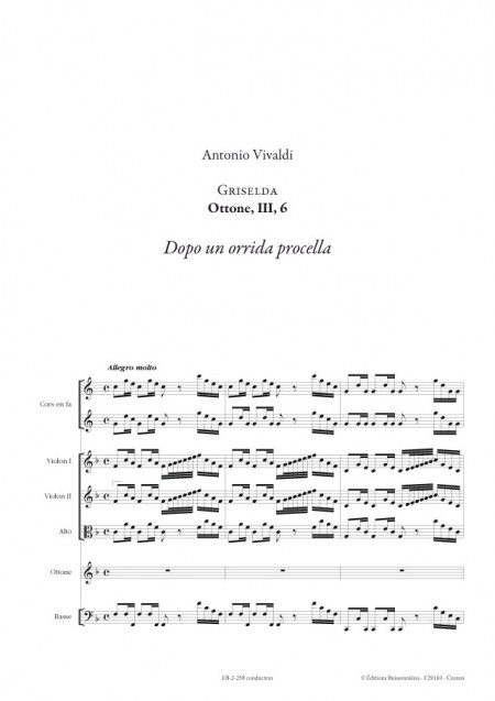 Vivaldi, Dopo un orrida procella (GRISELDA, III, 6), conducteur & matériel d'orchestre