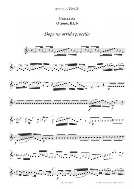 Vivaldi, Dopo un orrida procella (GRISELDA, III, 6), conducteur & matériel d'orchestre