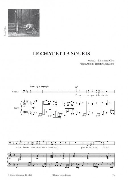 Emmanuel Clerc : Fables, pour baryton et piano