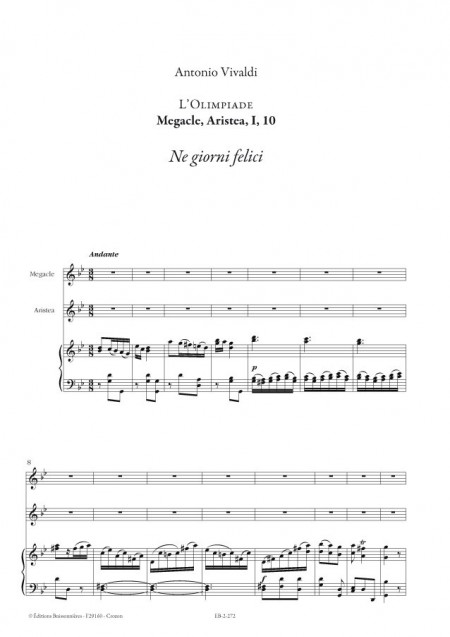 Vivaldi : DUO Ne giorni tuoi felici (Vivaldi, L'Olimpiade) Matériel d'orchestre