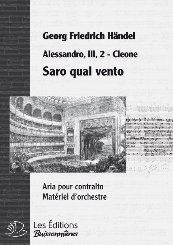 Handel : Saro qual vento (Alessandro) chant et orchestre Handel : Saro qual vento (Alessandro) chant et orchestre