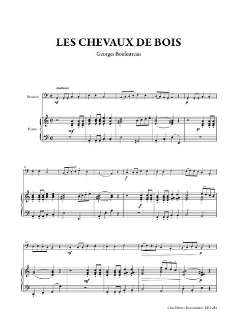 Les chevaux de bois, pour basson & piano