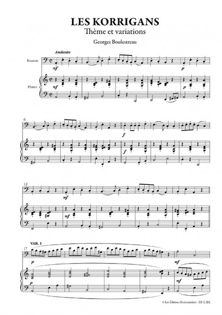 Les korrigans, pour basson & piano (Georges Boulestreau)