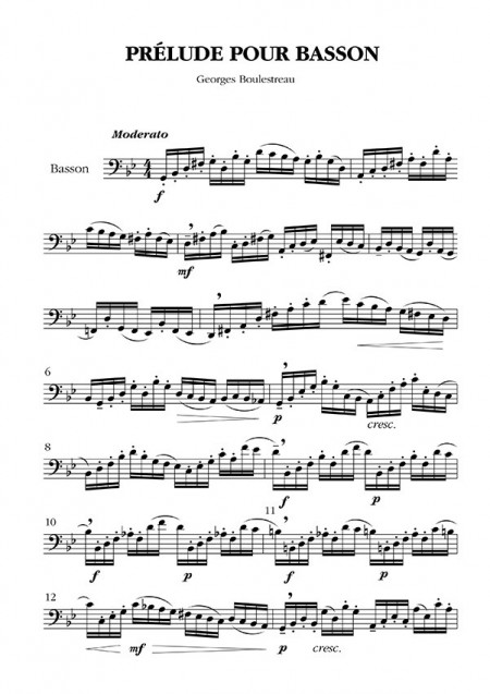 Prélude en sol mineur, pour basson solo (Georges Boulestreau)