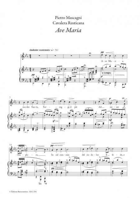 MASCAGNI : AVE MARIA (Cavaliera Rusticana), chant & clavier