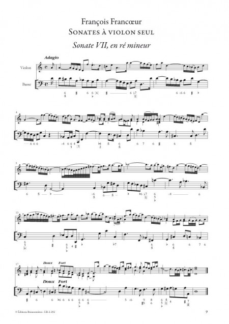 François Francoeur : Sonate 7 à violon seul avec la basse continue