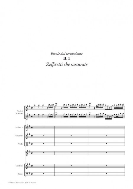 Vivaldi, Zeffiretti che susurate (Ercole sul termondonte, II, 1), conducteur & matériel d'orchestre