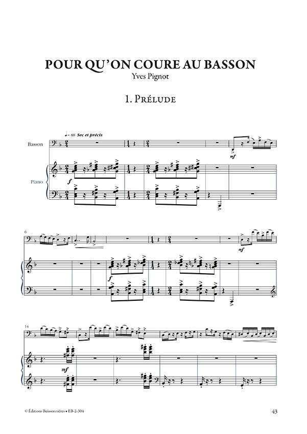 16 pièces pour basson (solo et avec piano) Scop Les Editions