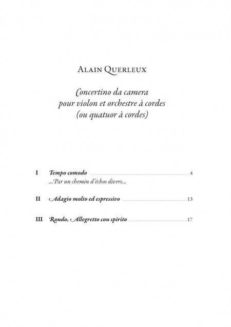 Concertino, Alain Querleux, pour violon et orchestre