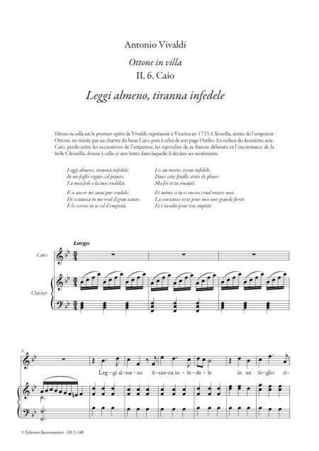Vivaldi : Leggi almeno, tiranna infedele (Ottone in villa), chant & piano