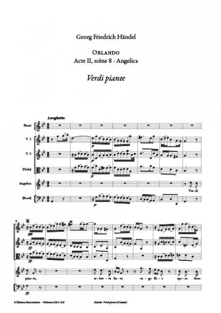 Handel : Verdi piante, erbette liete  (Orlando), chant et orchestre